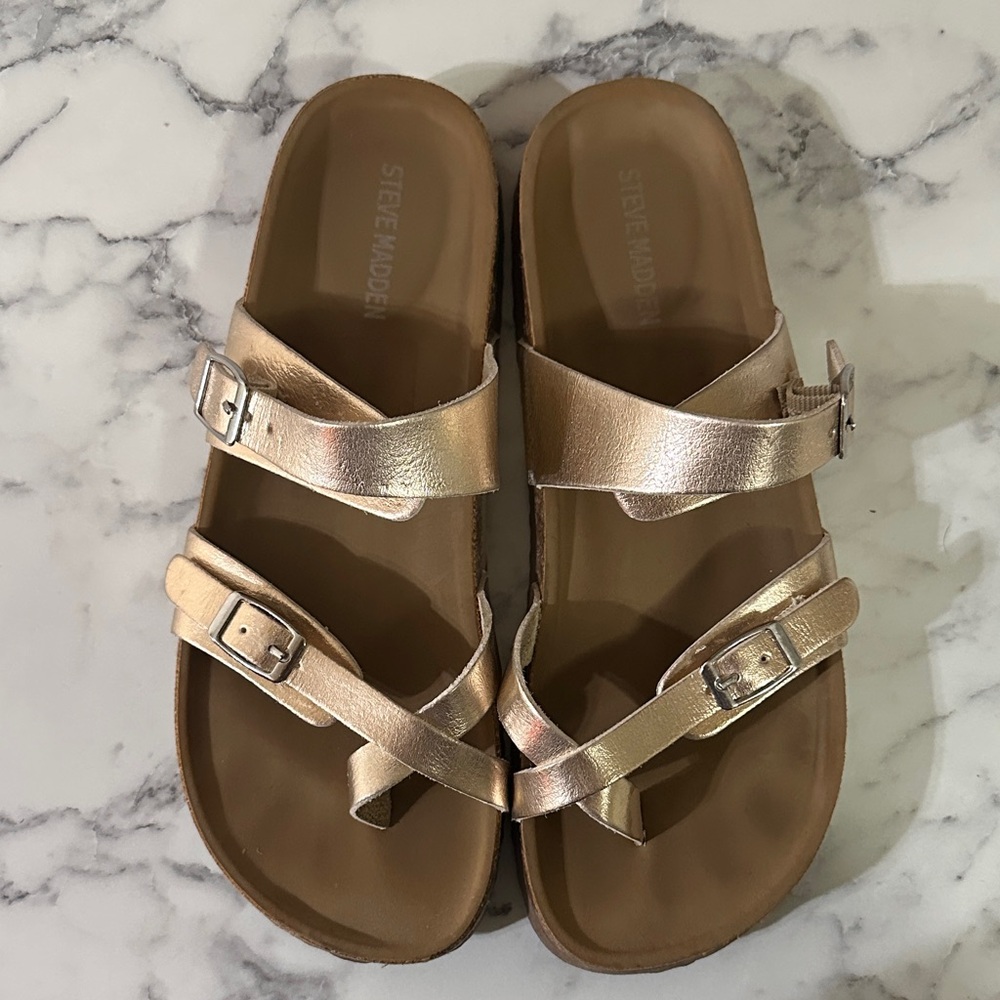 Steve Madden Rose Gold Buckle Sandals